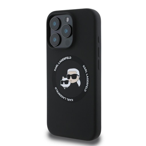 Apple iPhone 16 Pro Max Karl Lagerfeld Liquid Silicone K&CH Heads MagSafe husă (Negru) – KLHMP16XSKCHTCK