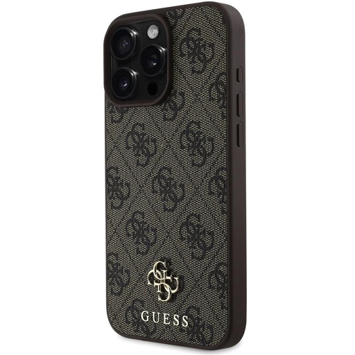 Apple iPhone 16 Pro Guess PU 4G Small Metal Logo MagSafe husă (Maro) - GUHMP16LP4SM4MW