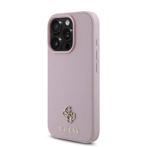 Apple iPhone 16 Pro Guess PU Grained 4G Small Metal Logo MagSafe husă (Roz) - GUHMP16LPGCSM4MP