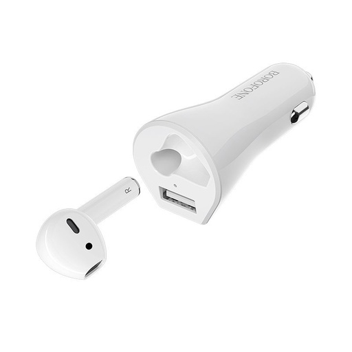 Borofone BC23 fără fir headset auto încărcător, alb