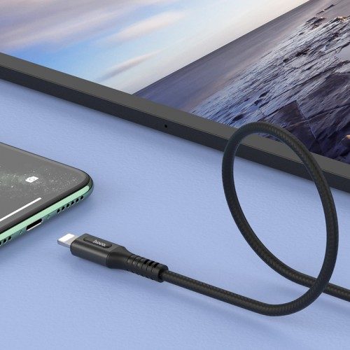 Hoco U79 lightning cablu, LED indicator de stare, supraîncărcare împotriva protecție, negru