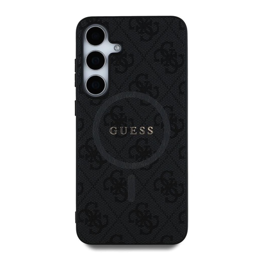 Samsung Galaxy S25 Guess PU Leather 4G Colored Ring MagSafe husă (Negru) - GUHMS25SG4GFRK