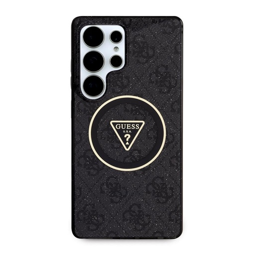 Samsung Galaxy S25 Ultra Guess IML 4G Glitter MagSafe husă – Triangle Logo (Negru) - GUHMS25LHG4PRTGK