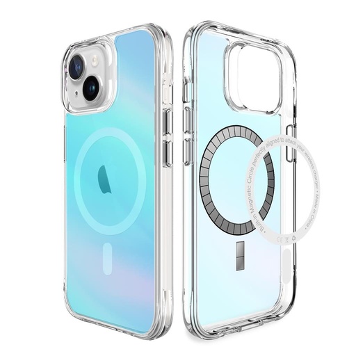 Apple iPhone 15 TOKO Pure rainbow magsafe husă spate (Albastru)