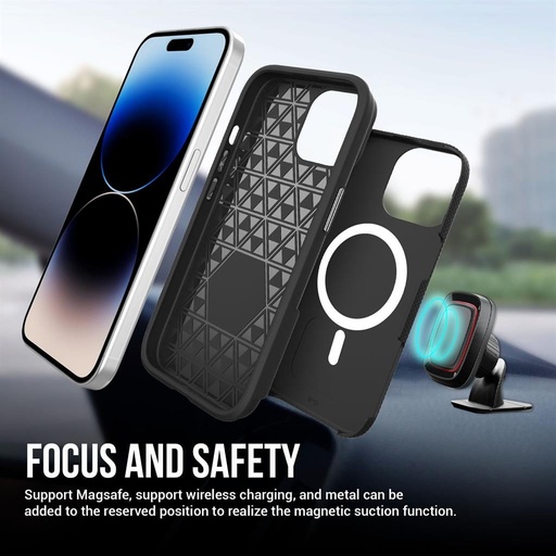 Apple iPhone 15 TOKO Triangle MagSafe husă spate (Negru)