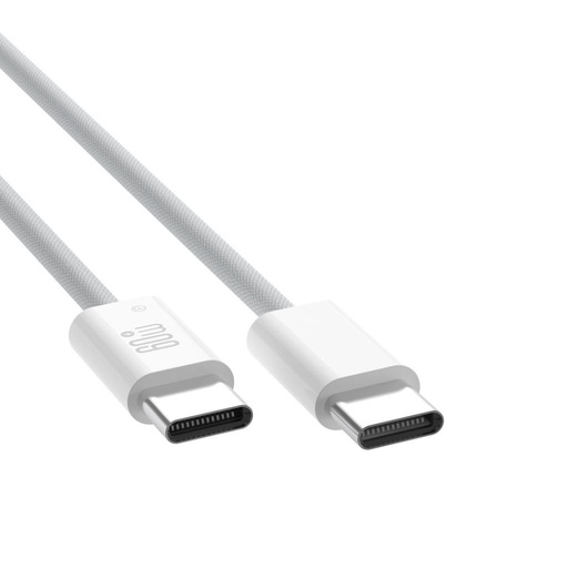 XO NB-Q273 USB-C–USB-C cablu de date (Alb) – 60W, împletit design