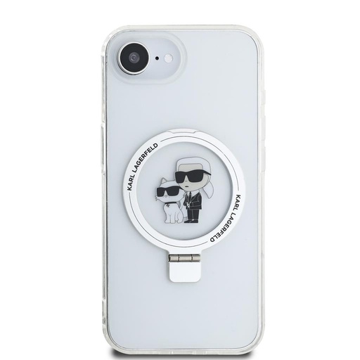 Apple iPhone 16e Karl Lagerfeld Ringstand Karl and Choupette MagSafe husă (Alb) – KLHMPSE4HMRSKCH