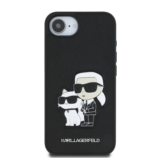 Apple iPhone 16e Karl Lagerfeld PU Saffiano Karl and Choupette husă (Negru) – KLHCPSE4SANKCPK