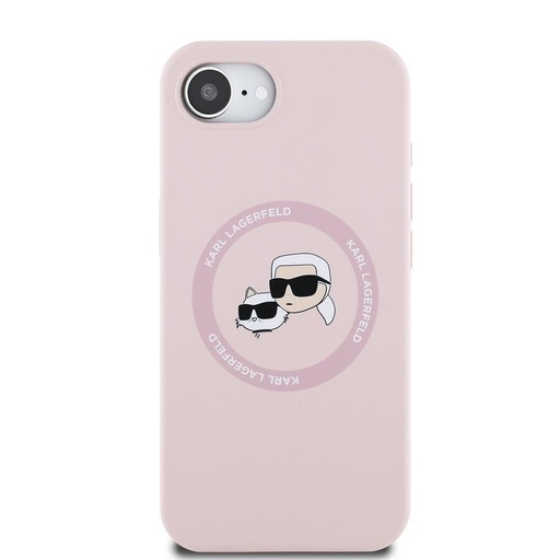 Apple iPhone 16e Karl Lagerfeld Liquid Silicone K&CH Heads MagSafe husă (Roz) – KLHMPSE4SKCHTCP
