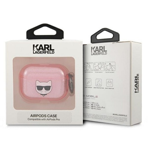 Apple AirPods Pro Karl Lagerfeld cu sclipici husă Choupette (Roz) – KLAPUCHGP