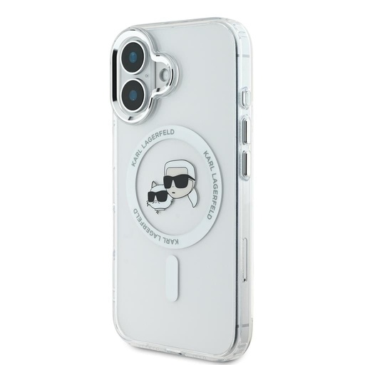 Apple iPhone 16 Karl Lagerfeld IML K&CH Heads Metal Frame MagSafe husă (Transparent) - KLHMP16SHLSKCH