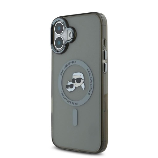 Apple iPhone 16 Karl Lagerfeld IML K&CH Heads Metal Frame MagSafe husă (Negru) - KLHMP16SHLSKCK