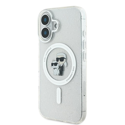 Apple iPhone 16 Karl Lagerfeld IML Glitter Karl and Choupette MagSafe husă (Transparent) - KLHMP16SHGKCNOT