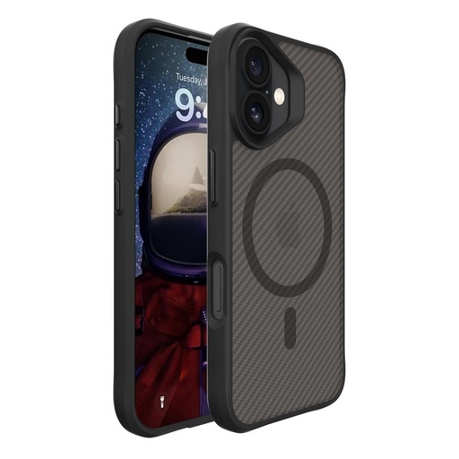 Apple iPhone 16 TOKO Carbon fiber MagSafe husă spate (Negru)