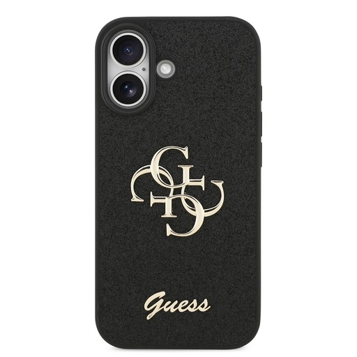 Guess PU Fixed Glitter 4G Metal Logo husă iPhone 17 (Negru) - GUHCP17SHG4SGK