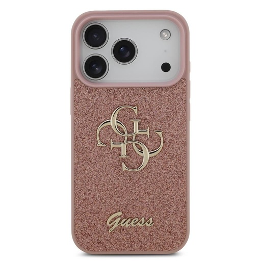 Guess PU Fixed Glitter 4G Metal Logo husă iPhone 17 Pro (Roz) - GUHCP17LHG4SGP