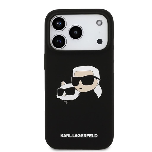 Karl Lagerfeld Liquid Silicone Double Heads MagSafe husă iPhone 17 Pro (Negru) - KLHMP17LSKCHPPLK