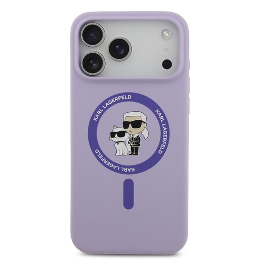 Karl Lagerfeld Liquid Silicone Karl and Choupette MagSafe husă iPhone 17 Pro Max (Mov) - KLHMP17XSCMKCRHU