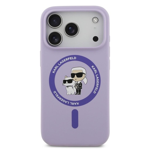 Karl Lagerfeld Liquid Silicone Karl and Choupette MagSafe husă iPhone 17 Pro (Mov) - KLHMP17LSCMKCRHU