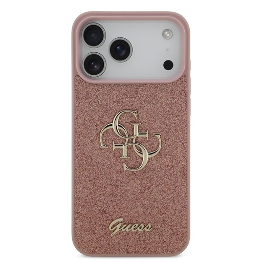Guess PU Fixed Glitter 4G Metal Logo husă iPhone 17 Pro Max (Roz) - GUHCP17XHG4SGP