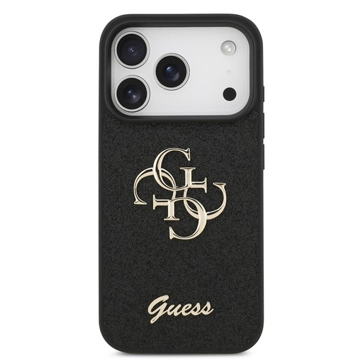 Guess PU Fixed Glitter 4G Metal Logo husă iPhone 17 Pro (Negru) - GUHCP17LHG4SGK