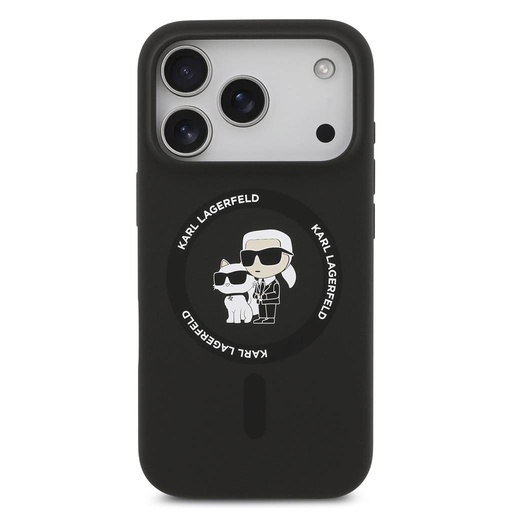 Karl Lagerfeld Liquid Silicone Karl and Choupette MagSafe husă iPhone 17 Pro (Negru) - KLHMP17LSCMKCRHK