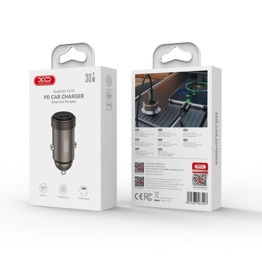 XO CC70 auto încărcător PD 30W 1×USB-C (Negru)