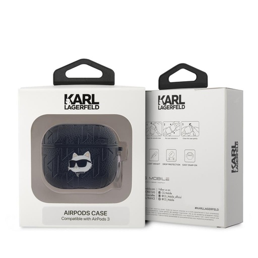 Apple AirPods 3 Karl Lagerfeld PU Embossed Choupette Head husă (Negru) - KLA3PGCHPK
