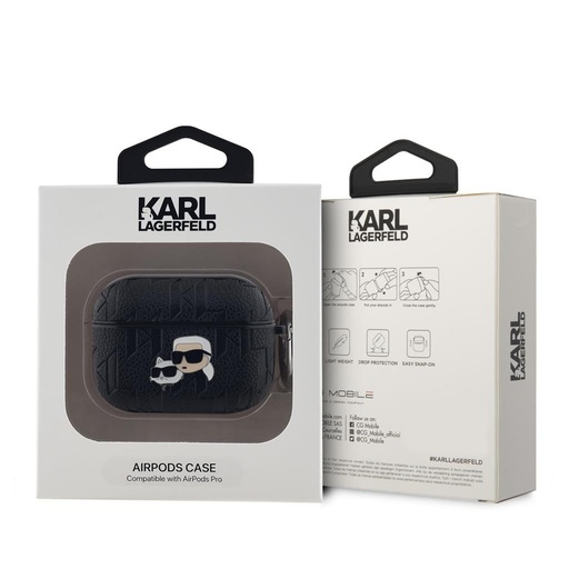 Apple AirPods Pro Karl Lagerfeld PU Embossed Karl and Choupette Heads husă (Negru) - KLAPPGKCPK