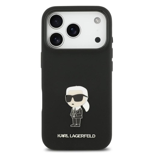 Karl Lagerfeld Liquid Silicone Metal Iconic husă iPhone 17 Pro (Negru)