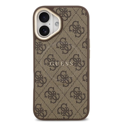Guess PU Leather 4G Auriu Frame MagSafe husă iPhone 17 (Maro)