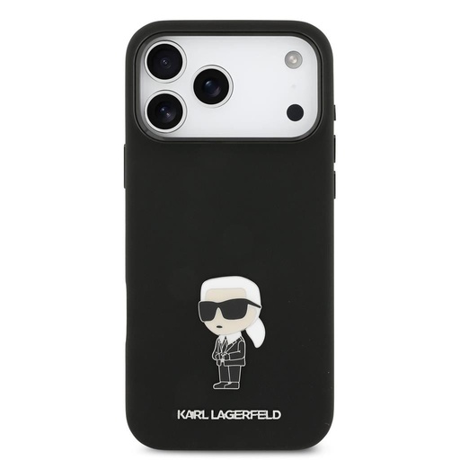 Karl Lagerfeld Liquid Silicone Metal Iconic husă iPhone 17 Pro Max (Negru)