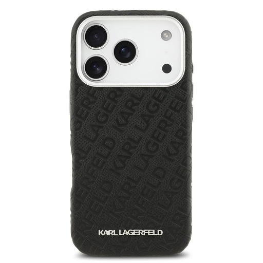 Karl Lagerfeld Grained PU Repeated Logo MagSafe husă iPhone 17 Pro (Negru)