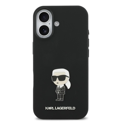 Karl Lagerfeld Liquid Silicone Metal Iconic husă iPhone 17 (Negru)