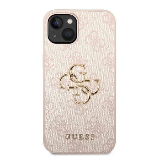 Guess PU 4G Metal Logo husă iPhone 15 (Roz)