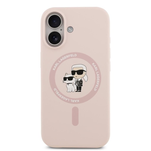 Karl Lagerfeld Liquid Silicone Karl and Choupette MagSafe husă iPhone 17 (Roz)