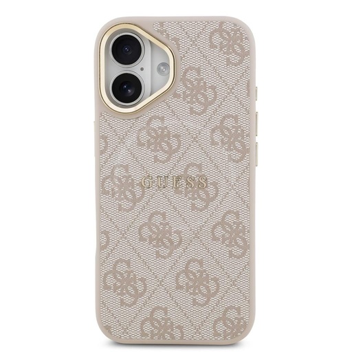 Guess PU Leather 4G Auriu Frame MagSafe husă iPhone 17 (Roz)