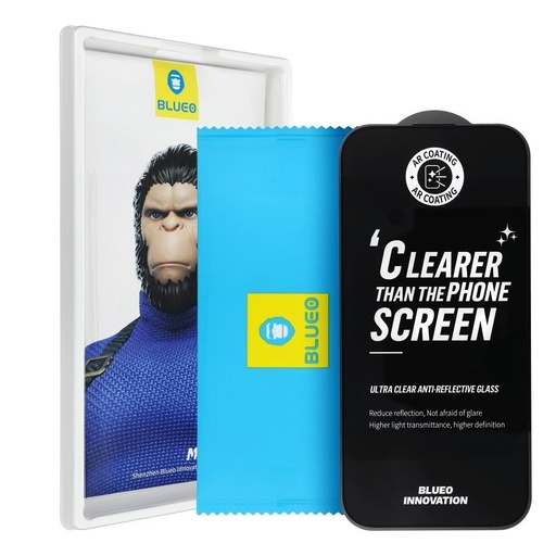 Apple iPhone 17 Pro BLUEO Ultra transparent anti-reflexie premium sticlă securizată (Transparent negru cu margine)