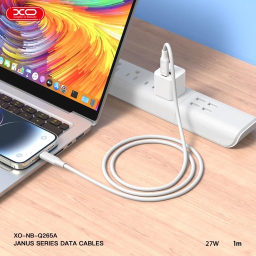 XO NB-Q265B Minimalist Series Type-C-Type-C cablu de date (Alb) - 60W