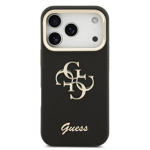 Guess PU Grained 4G Logo Stand Camera Frame iPhone 17 Pro (Negru)