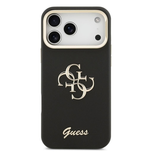 Guess PU Grained 4G Logo Stand Camera Frame iPhone 17 Pro Max (Negru)