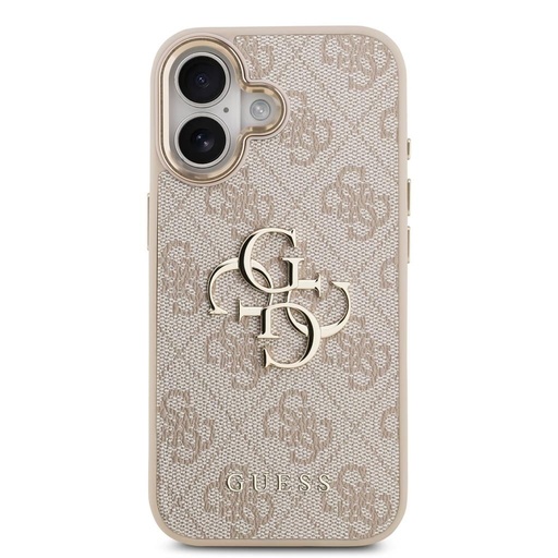 Guess PU Leather 4G Metal Logo Auriu Frame iPhone 17 (Roz)