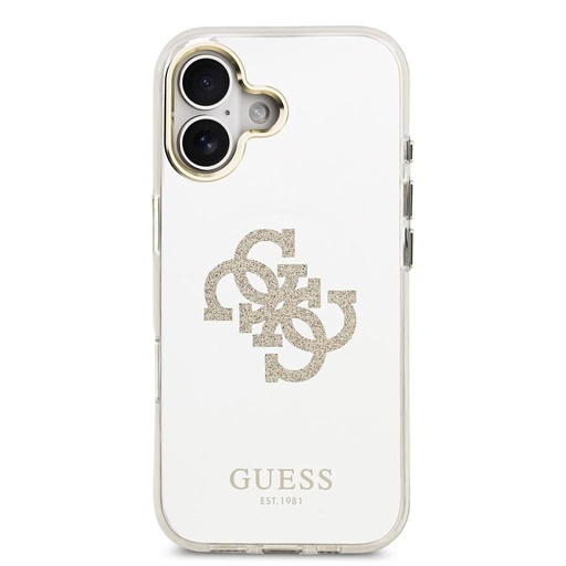 Guess PC/TPU Mirror 4G Glitter Logo MagSafe iPhone 17 (Auriu)