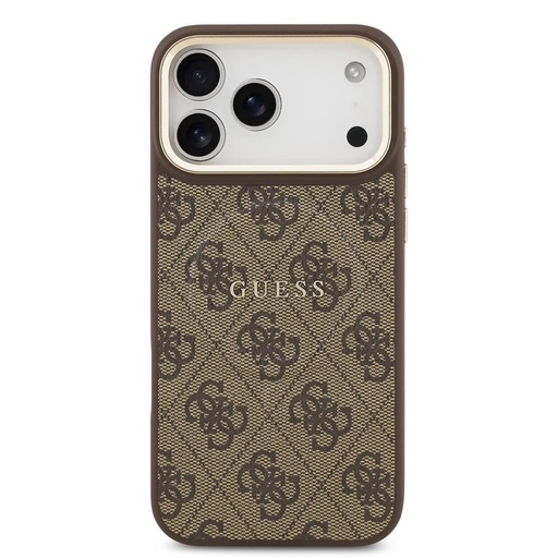Guess PU Leather 4G Auriu Frame MagSafe iPhone 17 Pro Max (Maro)