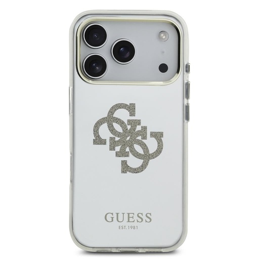 Guess PC/TPU Mirror 4G Glitter Logo MagSafe iPhone 17 Pro Max (Auriu)