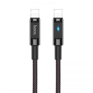 Hoco U47 aluminiu aliaj LED cu indicator inteligent lightning cablu (LED indicator de stare), negru