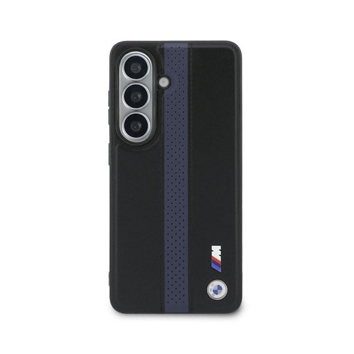 BMW M PU Leather Perforated Stripes and Metal Logo Magnetic Samsung Galaxy S26 (Albastru)