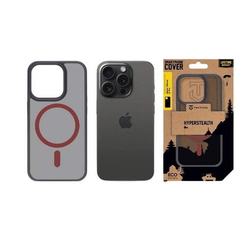 Apple iPhone 15 Pro Tactical MagForce Hyperstealth 2.0 husă spate (Negru - Roșu)