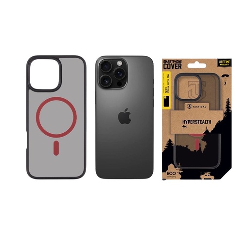 Apple iPhone 16 Pro Max Tactical MagForce Hyperstealth 2.0 husă spate (Negru - Roșu)