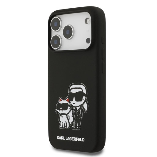 Karl Lagerfeld Liquid Silicone K&CH Sketch MagSafe husă iPhone 17 Pro (Negru) - KLHMP17LSKCGRGOK